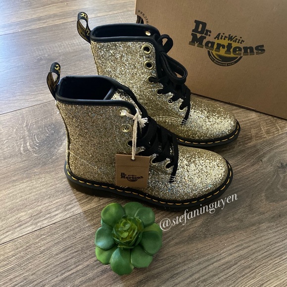 Dr. Martens Shoes Doc Martens Gold Glitter Combat Boots Poshmark